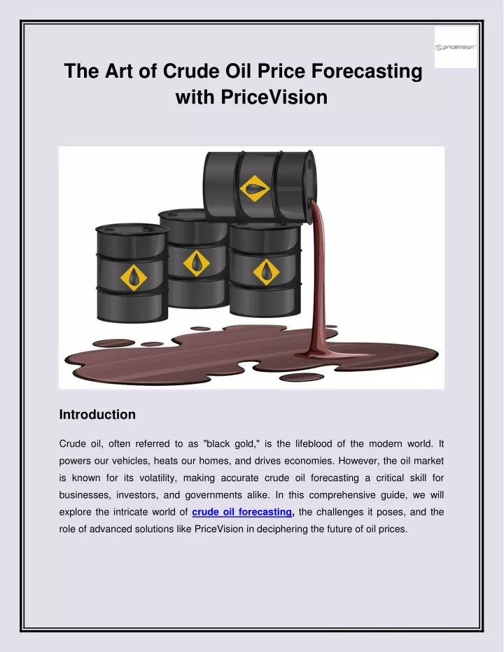 the art of crude oil price forecasting with
