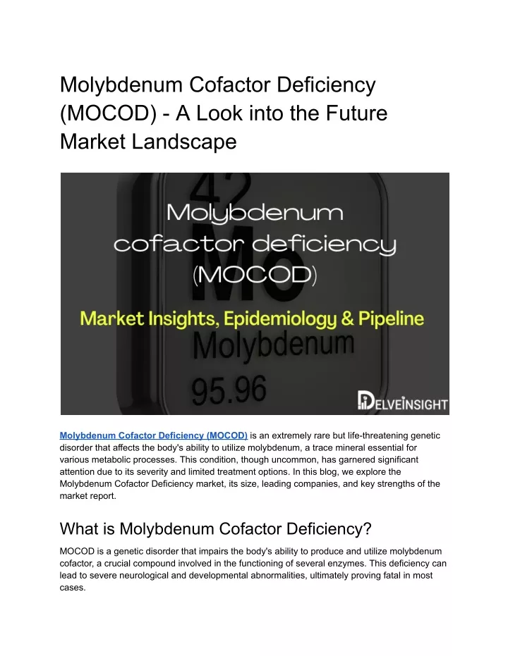 molybdenum cofactor deficiency mocod a look into