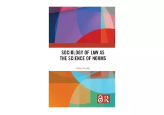 Download PDF Sociology of Law as the Science of Norms Studies in the Sociology o