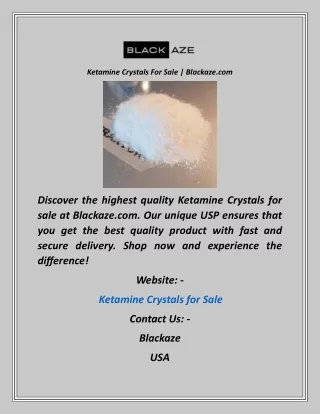 Ketamine Crystals For Sale  Blackaze