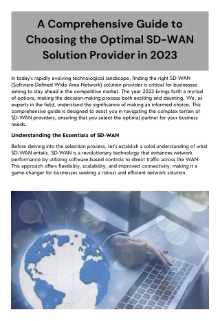 A Comprehensive Guide to Choosing the Optimal SD-WAN Solution Provider in 2023