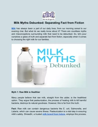 Milk Myths Debunked: Separating Fact from Fiction Shreedhi