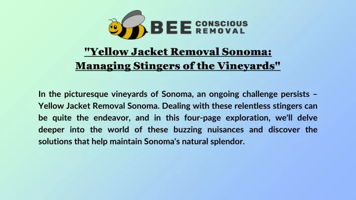 yellow jacket removal sonoma managing stingers