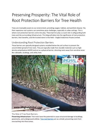 Preserving Prosperity The Vital Role of Root Protection Barriers for Tree Health