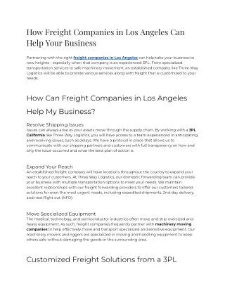 How Freight Companies in Los Angeles Can Help Your Business