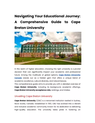 Cape Breton University Canada 2024
