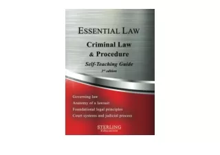 PDF read online Criminal Law and Procedure Essential Law Self Teaching Guide Ess