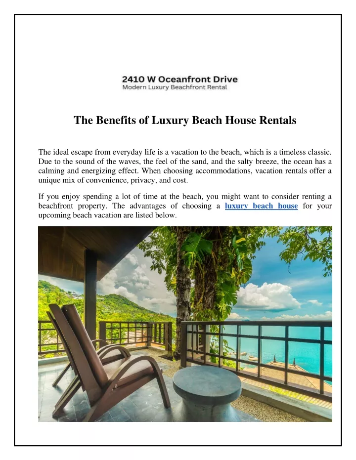 the benefits of luxury beach house rentals