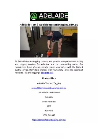 Adelaide Test | Adelaidetestandtagging.com.au