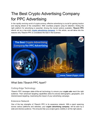 The Best Crypto Advertising Company for PPC Advertising