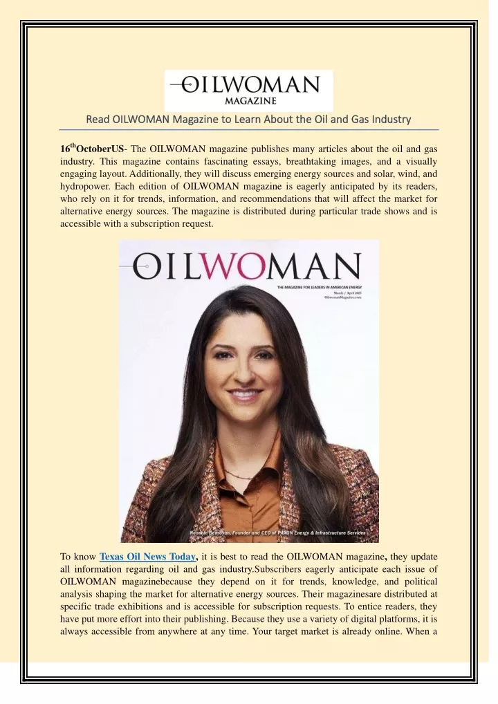 read read oilwoman oilwoman magazine