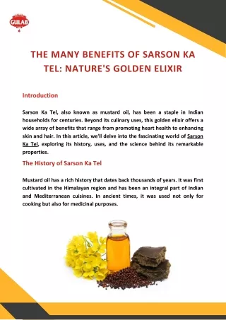 The Many Benefits of Sarson Ka Tel Nature Golden Elixir