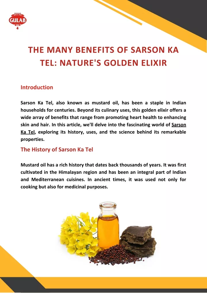 PPT - The Many Benefits of Sarson Ka Tel Nature Golden Elixir ...