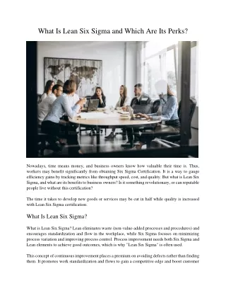 what is lean six sigma and which are its perks