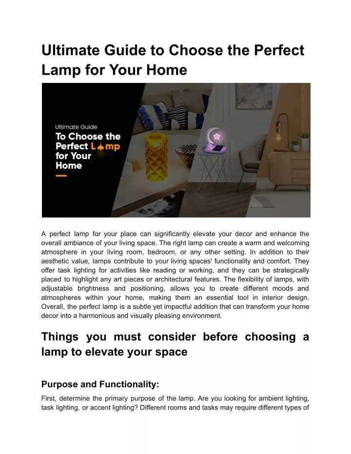 ultimate guide to choose the perfect lamp