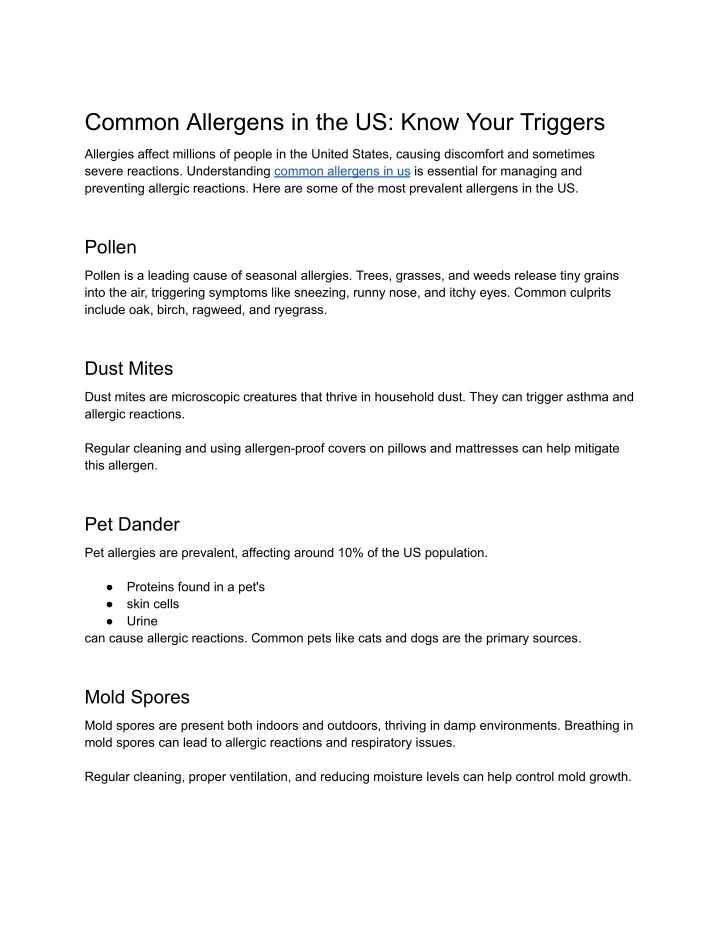 common allergens in the us know your triggers
