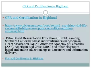 cpr and certification in highland