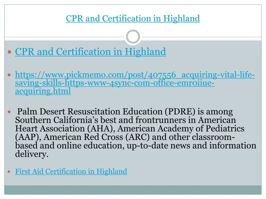 PPT - CPR and Certification in Highland PowerPoint Presentation, free ...