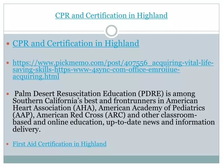 cpr and certification in highland