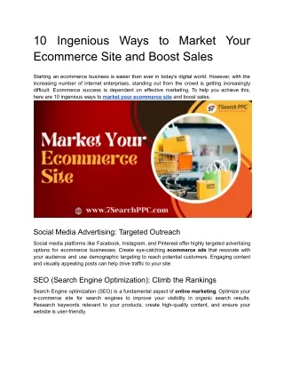 10 Ingenious Ways to Market Your Ecommerce Site and Boost Sales
