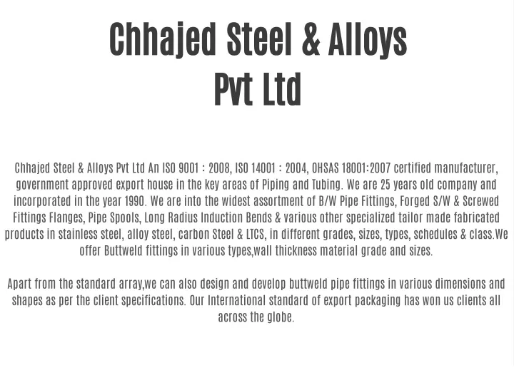 chhajed steel alloys pvt ltd