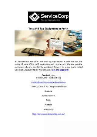 Test and Tag Equipment in Perth