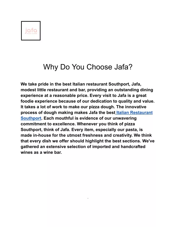 why do you choose jafa