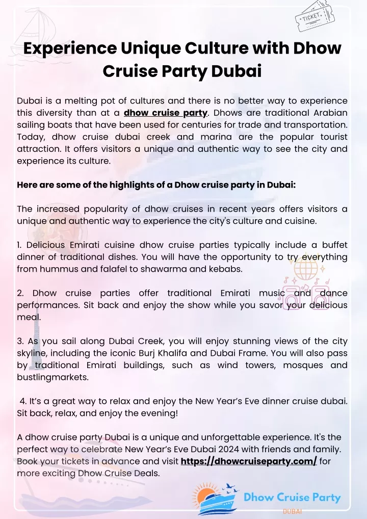 experience unique culture with dhow cruise party