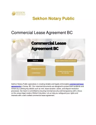 Commercial Lease Agreement BC