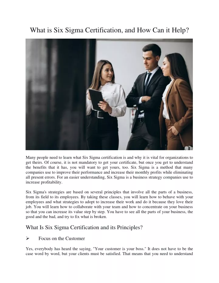 what is six sigma certification
