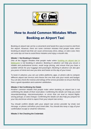 How to Avoid Common Mistakes When Booking an Airport Taxi