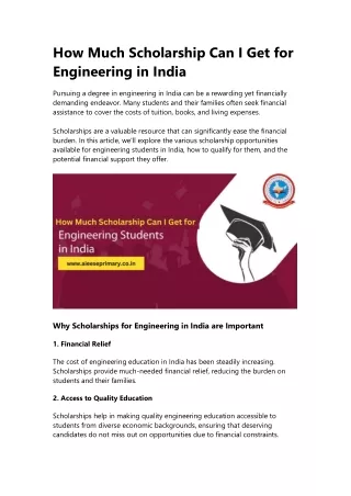 How Much Scholarship Can I Get for Engineering in India