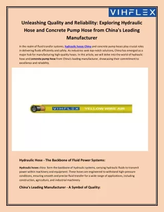 Unleashing Quality and Reliability Exploring Hydraulic Hose and Concrete Pump Hose from China's Leading Manufacturer
