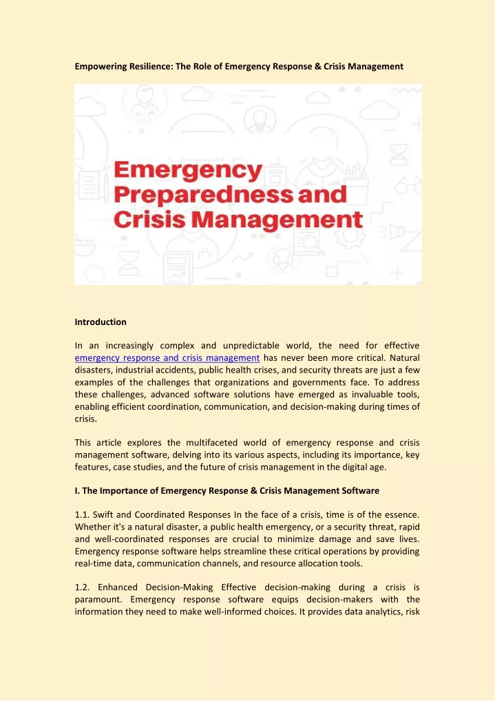 empowering resilience the role of emergency