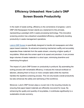 Efficiency Unleashed_ How Lubo's ONP Screen Boosts Productivity
