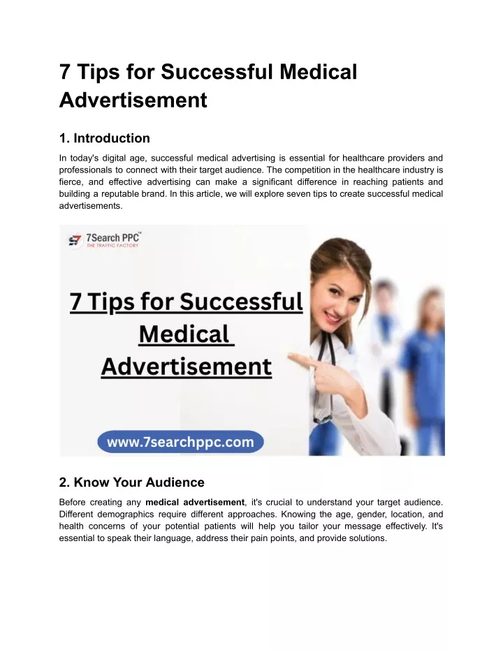 7 tips for successful medical advertisement