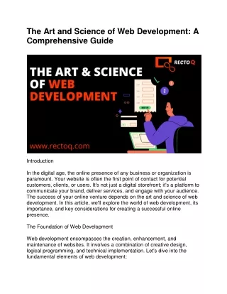 The Art and Science of Web Development - A Comprehensive Guide