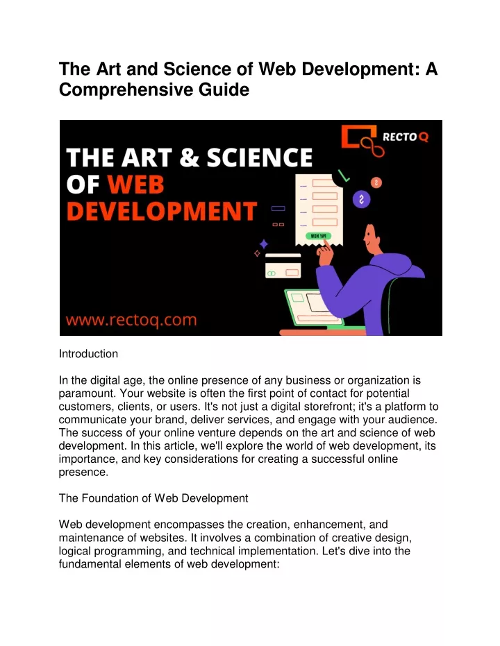 the art and science of web development
