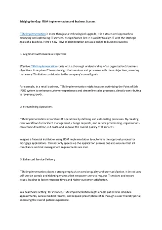 bridging the gap itsm implementation and business