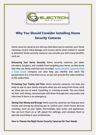 Why You Should Consider Installing Home Security Cameras