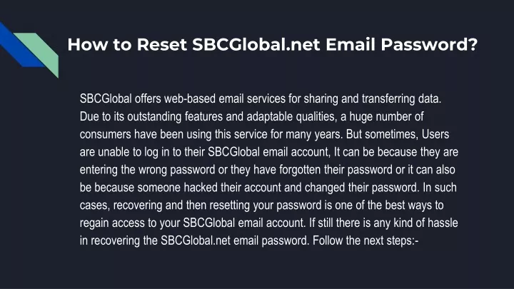 how to reset sbcglobal net email password