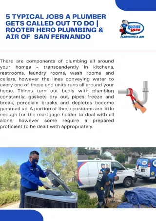 5 Typical Jobs a Plumber Gets Called Out to Do  Rooter Hero Plumbing of  San Fernando