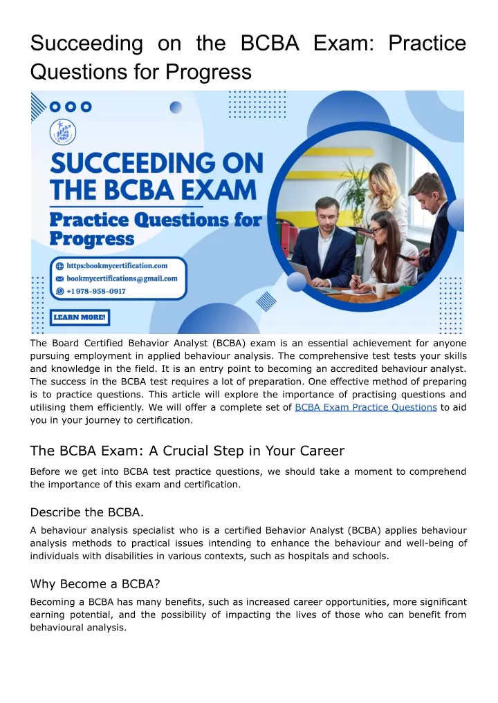 succeeding on the bcba exam practice questions