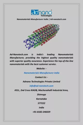 Nanomaterials Manufacturer India  Ad-nanotech