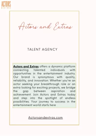 Discovering Stars: Actors and Extras Talent Scout Unveils Hidden Gems