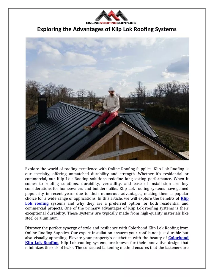 exploring the advantages of klip lok roofing