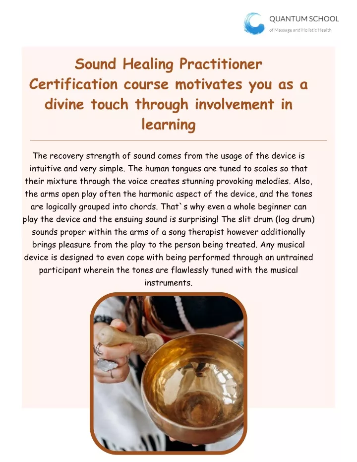 PPT Sound Healing Practitioner Certification course motivates you as