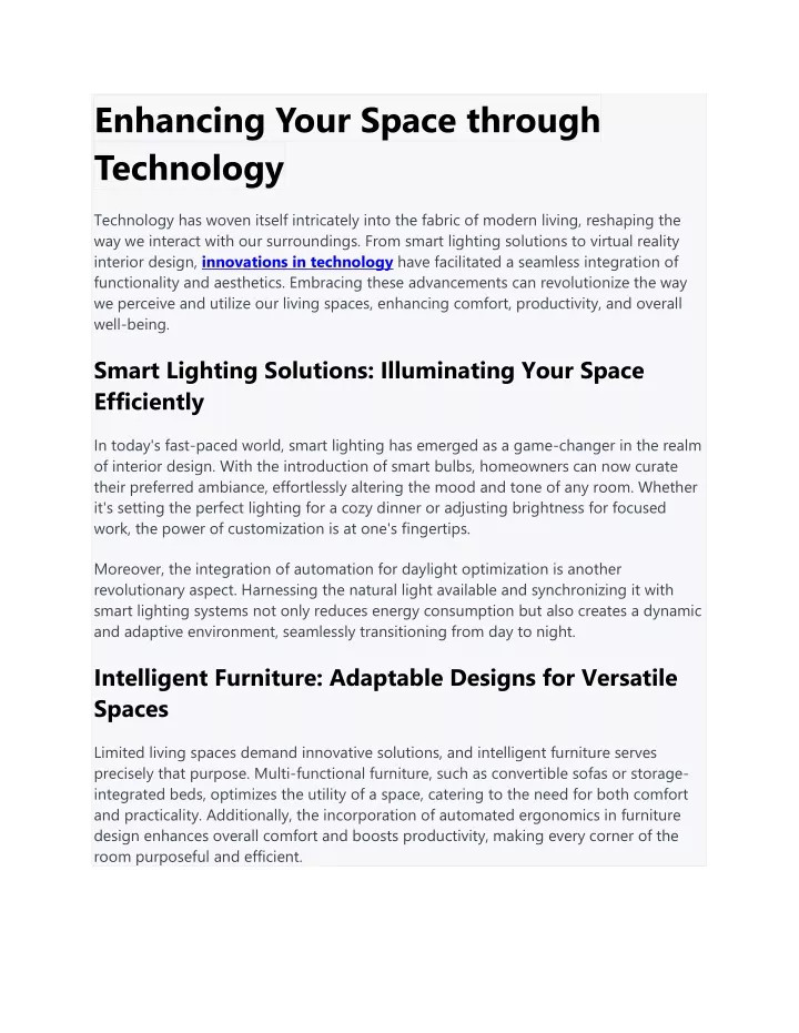 enhancing your space through technology