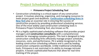 Project Scheduling Services in Virginia