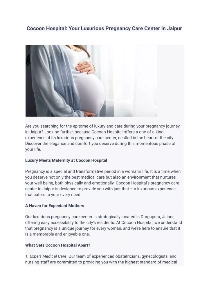cocoon hospital your luxurious pregnancy care
